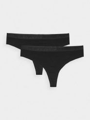 4F Bielizna stringi (2-pack) damskie - czarne XXL. Czarna stringi 4f, bez wzorów, z bawełny. W wyprzedaży za 39.99 zł.