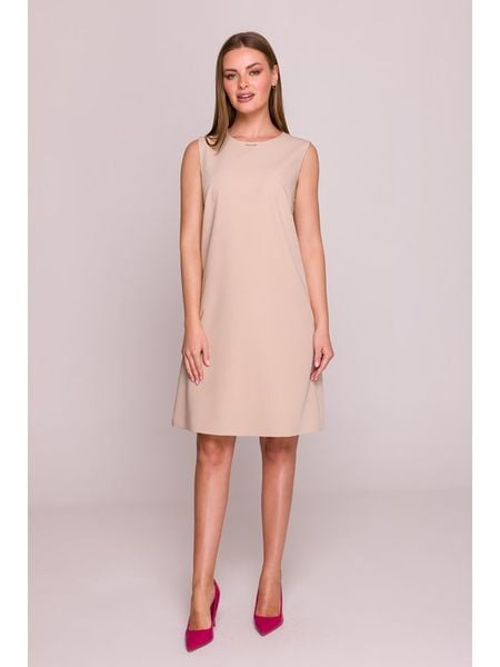 Stylove Sukienka w kolorze beżowym rozmiar: L. Brązowe sukienki Stylove, na co dzień, l, bez wzorów, bez kołnierzyka, bez ramiączek, mini, proste. Za 225.05 zł.