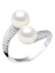 ATELIERS SAINT GERMAIN Srebrny pierścionek z perłami i cyrkoniami rozmiar: onesize. Białe pierścionki ATELIERS SAINT GERMAIN, z cyrkonią, srebrne. Za 525.45 zł.