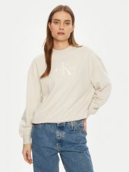 Calvin Klein Jeans Bluza Glossy Monologo J20J224724 Beżowy Regular Fit. Brązowe bluzy Calvin Klein Jeans, xl, bez wzorów, z bawełny, bez kaptura. Za 249.99 zł.