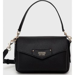 Guess torebka kolor czarny. Czarne listonoszki Guess, z aplikacjami, na ramię, bez dodatków. Za 579.99 zł.