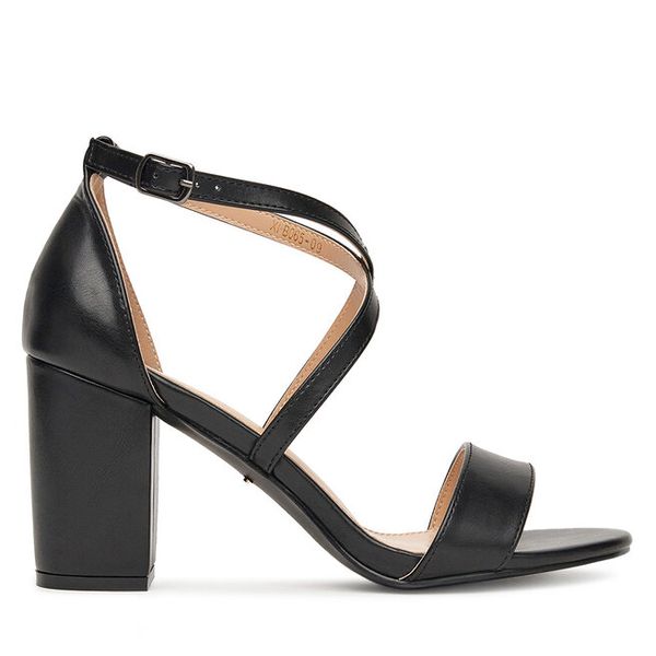 Sandały DeeZee. Czarne sandały DeeZee, bez wzorów, bez obcasa, na słupku, bez zapięcia. Za 129.99 zł.