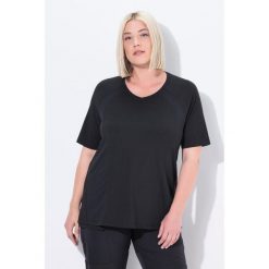 Damskie Bluzka funkcyjna szybkoschnąca dekolt w serek rękawy 1/2. Czarne t-shirty sportowe Ulla Popken, plus size, bez wzorów, z elastanu, bez ramiączek. Za 199.99 zł.
