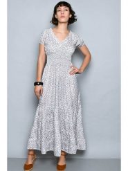 Tarifa Sukienka w kolorze białym ze wzorem rozmiar: XL. Białe sukienki Tarifa, xl, bez wzorów, bez kołnierzyka, bez ramiączek, maxi, rozkloszowane. Za 92.42 zł.