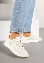 Beżowe Buty Sportowe ze Skóry Naturalnej ze Skórzaną Wkładką i Perforacją Selili. Brązowe buty sportowe lifestyle Born2be, na lato, bez wzorów, z jeansu, eleganckie, bez zapięcia. W wyprzedaży za 135.99 zł.