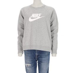 Nike Bluza damska szara. Szare bluzy z kapturem Nike, l, bez wzorów, z materiału, bez kaptura, na fitness i siłownię. Za 97.94 zł.