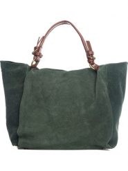 Anna Morellini Skórzany shopper bag w kolorze zielono-brązowym - 45 x 50 x 20 cm rozmiar: onesize. Zielone shopper bag Anna Morellini, bez wzorów, z materiału, na ramię, bez dodatków. Za 304.99 zł.