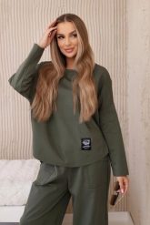 Komplet new punto bluza + spodnie khaki. Brązowe bluzy KESI, l, bez wzorów, z bawełny, bez kaptura. Za 347.13 zł.
