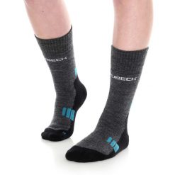 Skarpety damskie trekkingowe z wełną merino Brubeck Trekking Light. Niebieskie skarpetki Brubeck, bez wzorów, z elastanu. Za 54.99 zł.