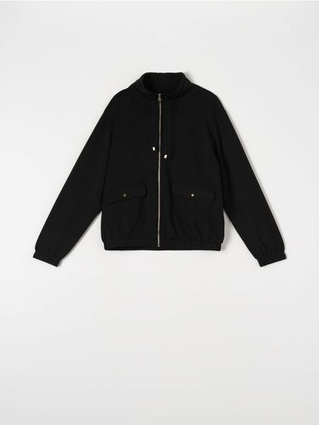 Bluza ze stójką - czarny. Czarne bluzy Sinsay, l, bez wzorów, z dzianiny, bez kaptura. Za 59.99 zł.