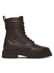 Tommy Hilfiger Trapery Th Plaque Pebble Lace Boot Warm FW0FW08767 Brązowy. Brązowe traperki Tommy Hilfiger, bez wzorów, ze skóry, bez obcasa, bez zapięcia. Za 679.99 zł.