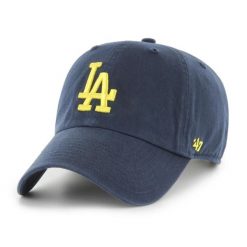Czapka baseballowa Dodgers MLB Clean Up. Niebieskie czapki z daszkiem 47 Brand, bez wzorów, z bawełny. Za 224.50 zł.