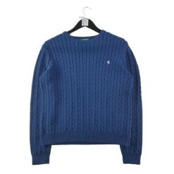 Second life - Lauren Ralph Lauren sweter damski z warkoczowym splotem - Jak nowy. Niebieskie swetry Ralph Lauren, s, bez wzorów, ze splotem, eleganckie, bez ramiączek. Za 170.36 zł.