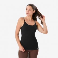Koszulka na ramiączka trekkingowa damska Merino. Czarne t-shirty sportowe SIMOND, l, bez wzorów, z materiału, bez ramiączek, trekkingowe. Za 99.99 zł.