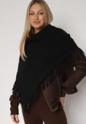 Czarny Trójkątny Szalik z Wiskozy i Bawełny z Frędzlami Vetirala. Czarne szaliki i kominy Born2be, bez wzorów, z bawełny, biznesowe. Za 44.99 zł.