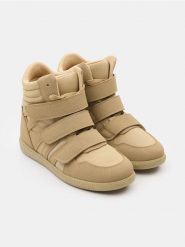 Trampki za kostkę z imitacji zamszu - beżowy. Brązowe trampki Sinsay, bez wzorów, za kostkę, bez zapięcia. Za 89.99 zł.