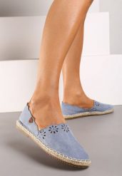 Niebieskie Espadryle Undefeatability. Niebieskie espadryle Born2be, bez wzorów, z jeansu, z okrągłym noskiem, bez obcasa, na płaskiej podeszwie. Za 109.99 zł.