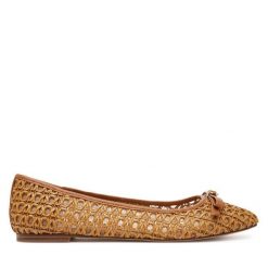 Baleriny TWINSET. Brązowe baleriny Twinset, bez wzorów, bez obcasa, bez zapięcia. Za 389.99 zł.