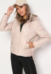 Jasnobeżowa Kurtka Lekko Pikowana z Odpinanym Kapturem i Suwakiem Meridele. Brązowe kurtki Born2be, l, bez wzorów, z jeansu, eleganckie. W wyprzedaży za 125.99 zł.