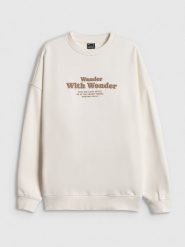 4F Bluza dresowa oversize bez kaptura damska - biała XS. Białe bluzy 4f, xs, bez wzorów, z dresówki, bez kaptura. Za 159.99 zł.