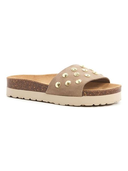 Billowy Skórzane klapki w kolorze beżowym rozmiar: 42. Brązowe klapki Billowy, bez wzorów, klasyczne, z otwartym noskiem, bez obcasa, bez zapięcia. Za 136.45 zł.