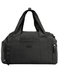 Torba sportowa WINGS SOLENNE z kieszenią na buty i pasem na walizkę BLACK. Czarne torby podróżne Wings, bez wzorów, z materiału, na ramię. Za 129.90 zł.