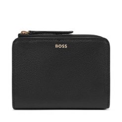 Duży Portfel Damski BOSS. Czarne portfele Boss, bez wzorów. Za 399.99 zł.