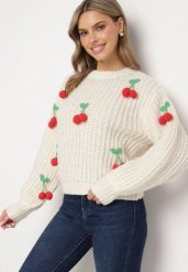 Jasnobeżowy Sweter z Aplikacjami Wisienek o Klasycznym Fasonie Dintinnia. Brązowe swetry Born2be, m, z aplikacjami, z jeansu, biznesowe, bez ramiączek. W wyprzedaży za 144.49 zł.