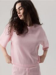 Dwuczęściowa piżama - różowy. Czerwone piżamy Reserved, l, bez wzorów, z bawełny, bez kołnierzyka, bez ramiączek. W wyprzedaży za 59.99 zł.