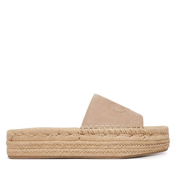 Espadryle Calvin Klein. Brązowe espadryle Calvin Klein, bez wzorów, bez obcasa. Za 449.99 zł.
