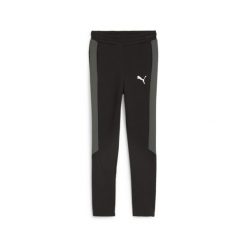 Młodzieżowe spodnie dresowe EVOSTRIPE PUMA Black. Czarna spodnie dresowe Puma, bez wzorów, z dresówki. Za 129.99 zł.