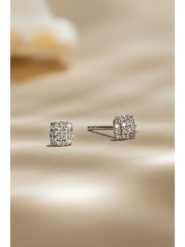 DIAMANTA Złote kolczyki-wkrętki "Puces carreaux" z diamentami rozmiar: onesize. Szare kolczyki DIAMANTA, z diamentem, złote. Za 939.98 zł.