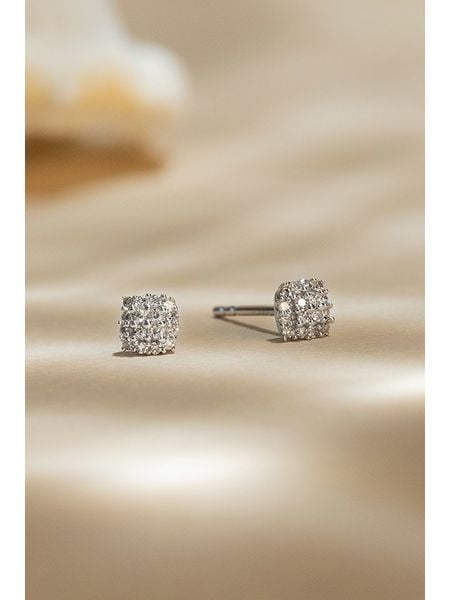 DIAMANTA Złote kolczyki-wkrętki "Puces carreaux" z diamentami rozmiar: onesize. Szare kolczyki DIAMANTA, z diamentem, złote. Za 939.98 zł.