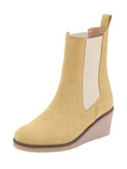 Heine Skórzane sztyblety w kolorze żółtym rozmiar: 38. Żółte buty sportowe lifestyle Heine, bez wzorów, z nubiku, sportowe, bez zapięcia. Za 110.95 zł.