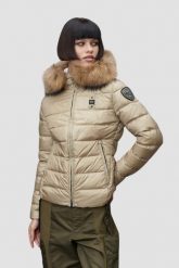 BLAUER Beżowa damska kurtka Arcadia Short Jackets. Brązowe kurtki Blauer USA, l, bez wzorów, z futra, bez kaptura. W wyprzedaży za 1,209.99 zł.