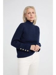 Josephine & Co Sweter "Aisha" w kolorze granatowym rozmiar: M. Niebieskie swetry Josephine & Co, m, bez wzorów, z wełny, bez ramiączek. Za 236.05 zł.