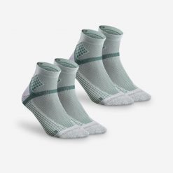 Skarpety turystyczne Quechua Hike 500 mid x 2 pary. Zielone skarpetki QUECHUA, bez wzorów, z elastanu. Za 49.99 zł.