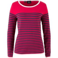Sweter w paski bonprix czerwono-ciemnoniebieski w paski. Swetry marki INESIS. Za 37.99 zł.
