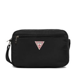 Torebka Guess Jeans. Czarne listonoszki Guess Jeans, z aplikacjami, z jeansu, bez dodatków. Za 179.99 zł.