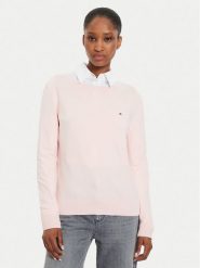 Tommy Hilfiger Sweter WW0WW40099 Różowy Regular Fit. Czerwone swetry Tommy Hilfiger, s, bez wzorów, z bawełny, bez ramiączek. Za 429.99 zł.