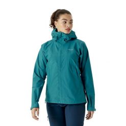 Kurtka przeciwdeszczowa damska Rab Downpour Eco. Niebieskie kurtki przeciwdeszczowe RAB, xs, bez wzorów, z kapturem, trekkingowe. Za 369.99 zł.