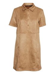 Vero Moda Sukienka w kolorze jasnobrązowym rozmiar: M. Brązowe sukienki Vero Moda, na co dzień, m, bez wzorów, z poliesteru, bez kołnierzyka, bez ramiączek, midi, proste. Za 57.20 zł.