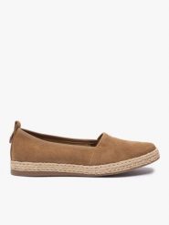 Brązowe espadryle ze skóry welurowej. Brązowe espadryle Ryłko, bez wzorów, z gumy, klasyczne, z okrągłym noskiem, bez obcasa, na obcasie. Za 379.99 zł.