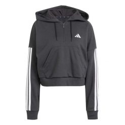 Bluza Adidas Sport W 3S Ft Qz Hd Damskie. Czarne bluzy z kapturem adidas, l, bez wzorów, z bawełny, z kapturem, na fitness i siłownię. Za 254.35 zł.