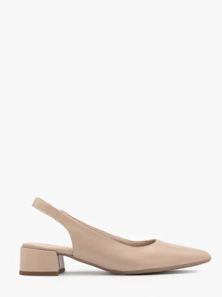 Beżowe czółenka z otwartą piętą. Brązowe czółenka Ryłko, bez wzorów, z gumy, z otwartym noskiem, bez obcasa, na obcasie, bez zapięcia. Za 379.99 zł.