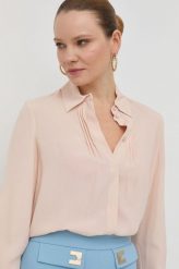 MAX&Co. koszula damska kolor beżowy regular z kołnierzykiem klasycznym. Brązowe koszule MAX&Co., bez wzorów, z dzianiny, klasyczne, bez kołnierzyka, bez ramiączek. Za 839.99 zł.