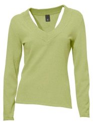 Heine Sweter w kolorze zielonym rozmiar: 38. Zielone swetry Heine, bez wzorów, z bawełny, bez ramiączek. Za 78.99 zł.