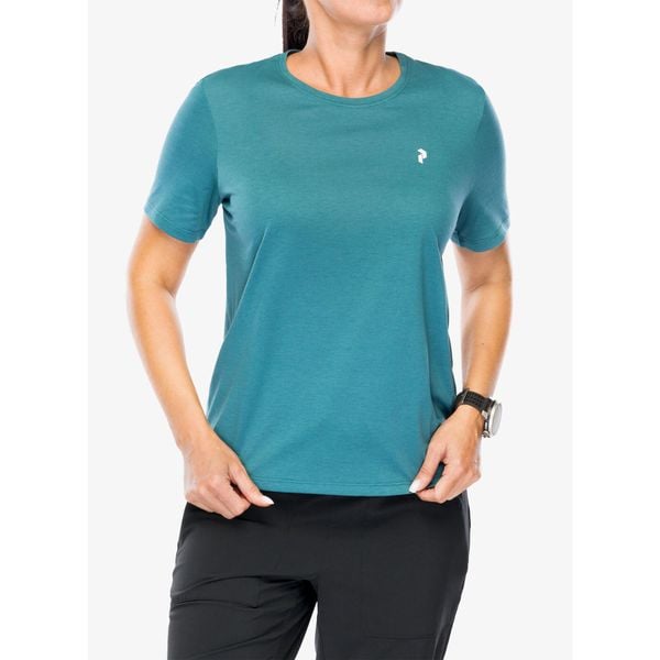 Koszulka szybkoschnąca damska Peak Performance Explore Graphic Tee. Zielone t-shirty sportowe Peak Performance, bez wzorów, bez ramiączek. Za 140.99 zł.