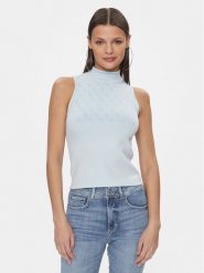 Guess Sweter Lise W3YR26 Z37K0 Błękitny Slim Fit. Niebieskie swetry Guess, xs, z aplikacjami, z syntetyku, bez ramiączek. Za 189.99 zł.