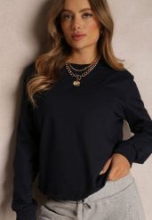 Granatowa Bluza Sopat. Niebieskie bluzy bez kaptura Renee, l, bez wzorów, z dresówki, bez kaptura. Za 39.99 zł.